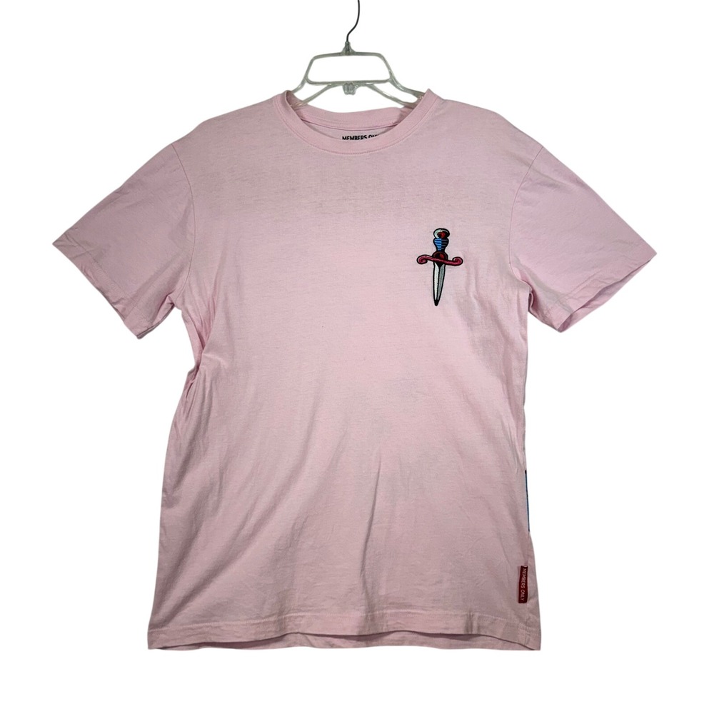 Members‎ Only Pink Graphic T Shirt Grim Reaper Lips Sword Tee Mens S